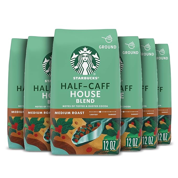 Starbucks Ground Coffee Medium Roast Coffee Half-Caff House Blend 100% ...