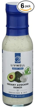 Livwell Foods Creamy Avocado Ranch Dressing 8 oz (Pack of 6)