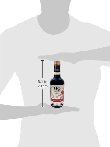 QO Gourmet Thick Flavored Aged Balsamic Vinegar of Modena HOT CHILI Infused (Medium Hot) | All Natural High Density Infused Italian Vinegar | 8.5 Fl.oz (250 ml)