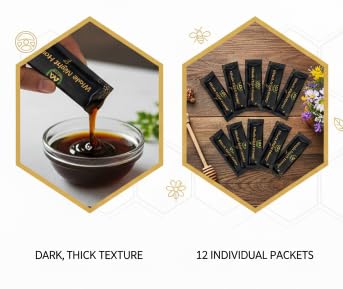 Whole Night Herbal Honey Blend Premium Botanical Honey Formula for Adults Bold Concentrated Herbal Infused Honey Dark Thick Texture No Synthetic Stimulants On-The-Go Single Serve Packets 12 x 15g