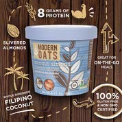 Modern Oats Coconut Almond Instant Oatmeal Cups with Lid Gluten-Free Vegan Non-GMO Oatmeal with Protein &amp Fiber Breakfast On the Go Whole Grain Oats with Shredded Coconut Almonds &amp Chia