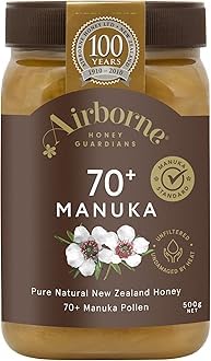 Airborne Manuka Honey Starter Pack 500g Manuka 70+ Monofloral Honey 500g Manuka 50+ Multifloral Honey 1-16-pack Manuka and Honeydew Lozenges and 1-16-pack Manuka and Lemon Lozenges