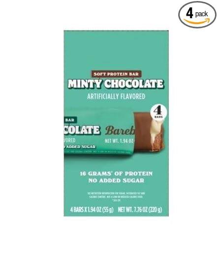 Barebels Protein Bars – Variety 4-Pack (Key Lime Pie Salted Peanut Caramel Caramel Choco Wild Cherry Minty Chocolate) – 16–20g Protein per Bar (Minty Chocolate)