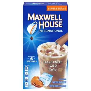 Maxwell House light_roast International Cafe Iced Hazelnut Latte Instant Coffee (3.42 oz Boxes Pack of 8)