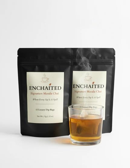 ENCHAITED Authentic Masala Chai Tea Bags - 30 Count | Premium Assam Tea Loose Leaf Quality in Convenient Tea Bags | Chai Spice Tea | Natural Caffeine | Individual Wrapped