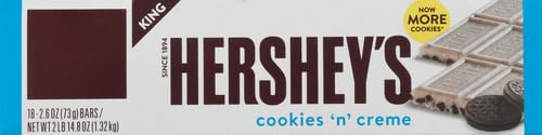 HERSHEY'S COOKIES 'N' CREME King Size Candy Bulk Individually Wrapped 2.6 oz Bars (18 Count)