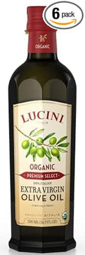 Lucini Extra Virgin Olive Oil Organic Premium Select 500 mL (Pack of 6)