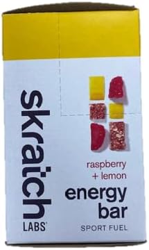 SKRATCH LABS Energy Bar | Raspberry + Lemon (12 pack) | Plant Based Healthy Snack | Low Sugar - 4g Protein | non-gmo gluten free soy free vegan kosher