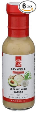 Livwell Foods Creamy Miso Caesar Dressing 8 oz (Pack of 6)