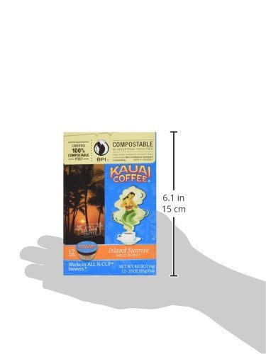 Kauai Coffee Single-Serve Pods Island Sunrise Mild Roast - Arabica Coffee from Hawaii’s Largest Coffee Grower Compatible with Keurig K-Cup Brewers - 12 Count (Pack of 6)