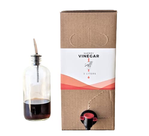 SAFFI SAANA Sherry Vinegar | 50 Year Solera Aged in Oak Barrels | Made from Palomino Grapes from Jerez Spain | Authentic Premium | Eco Refill 3 L