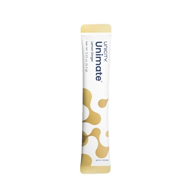 UNICITY UNIMATE LEMON GINGER STICK PACKS - Great Tasting - Ultra Concentrated Yerba Mate Drink Mix (30 Packets). Dietary Supplement. Healthy Alternative to Coffee and Energy Drinks (30-Day Supply)
