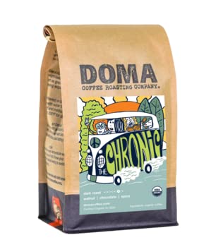 Doma Coffee Roasting Company The Chronic - Organic Medium Roasted Fair Trade Organic Whole Bean Coffee - 12 Ounce Bag