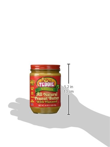 Teddie Smooth All Natural Peanut Butter with Flaxseed (Pack of 4)