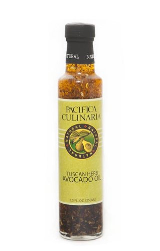 Pacifica Culinaria COLD PRESSED Extra Virgin Avocado Oil Made in USA 8.5 fl oz (250ml) Bottle (Tuscan Herb Avocado Oil)