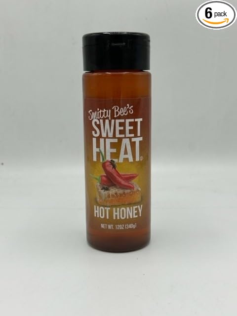 Smitty Bee Honey Sweet Heat Honey - 12 oz Squeeze Bottle Pack of 6 Chili Infused Clover Honey Family-Owned Quality