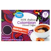 Great Value 100% Arabica Colombian Medium Dark Ground Coffee Pods 0.33 oz 12 count (Pack of 6)