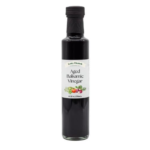 Lesley Elizabeth Aged Balsamic Vinegar – Authentic Modena Italian Balsamic Rich &amp Syrupy Flavor – Perfect for Salads Veggies Meats &amp Cheese – 8.5 fl oz (250ml) Glass Bottle