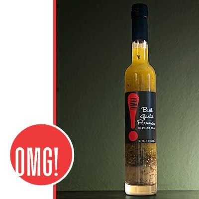 OMG! Gourmet Basil Garlic Parmesan Dipping Oil | As found in Pike Place Market (Delicious Perfect for breads veggies salads and marinades) 375ml/12.7oz
