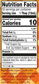 De Nigris Organic Apple Cider Vinegar Unfiltered with Pumpkin Spice 169 Oz (Pack of 2) | Limited Edition | apple vinegar cider Unpasteurized Naturally Gluten Free | Apple Cider Vinegar Organic