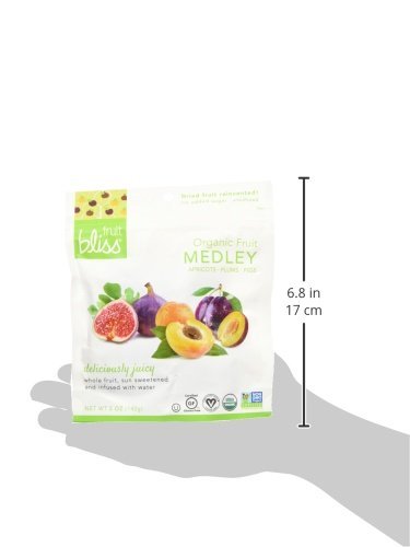 Fruit Bliss Organic Dried Fruit Medley Pitted Soft &amp Juicy Non GMO 5 Ounces (Pack Of 6)