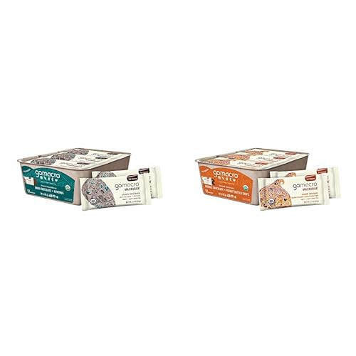 GoMacro MacroBar Organic Vegan Protein Bars - Dark Chocolate + Almonds &amp Double Chocolate + Peanut Butter Chips (2.3 Ounce Bars 12 Count) (Pack of 2)