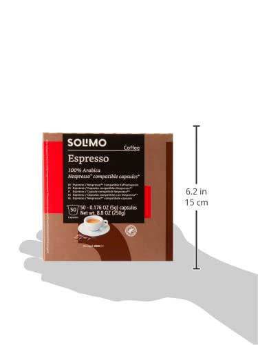 Amazon Brand - Solimo Espresso Capsules Medium Roast Compatible with Original Brewers Pack of 1x50 Capsule (50 count)