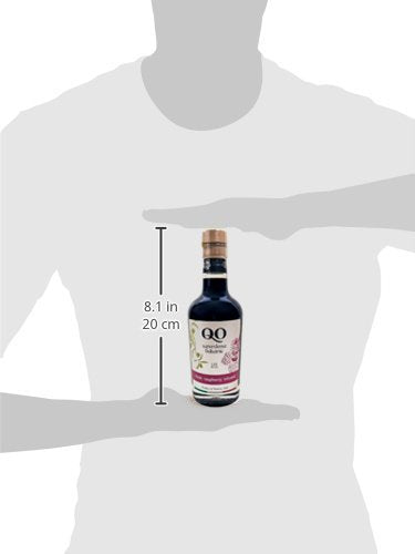 QO Gourmet Thick Flavored Aged Dense Balsamic Vinegar of Modena | High Density RASPBERRY Infused Italian Vinegar | 250ml/8.45 fl.oz. | All Natural | Produced &amp Bottled in Modena Italy