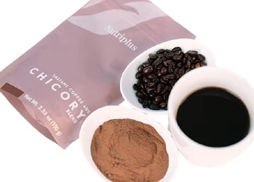 FARMASi Nutriplus Instant Coffee and Chicory Blend Medium Roast Low Caffeine Coffee Alternative Vegan Soluble Beverage with Chicory Root 3.53 oz