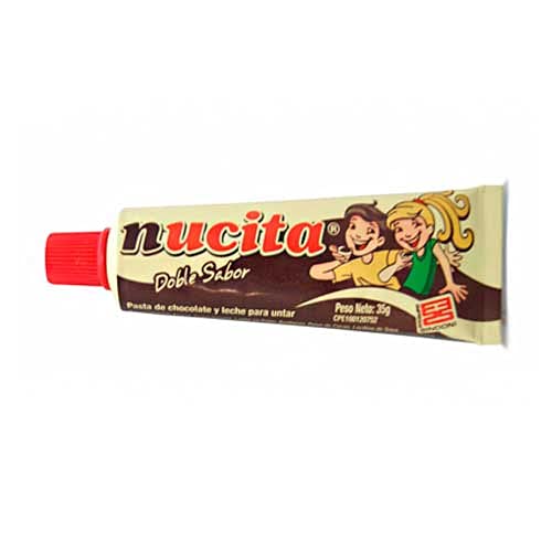 Sindoni Nucita Tubo Crema de Chocolate Dulce sabor Double Cream With Hazelnut Chocolate And Milk Venezuela Candy Food Snack Box 12 Unit 35 gr