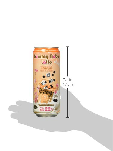 O's Bubble Gummy Boba Latte Canned Bubble Tea Drink With Chewy Boba Pearls (Konjac) 22% whole milk blend 470ml(15.9 fl oz/can) THAI TEA (Pack of 12)