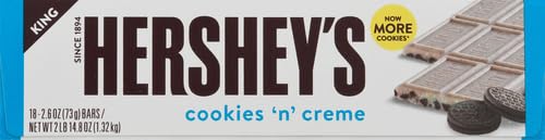 HERSHEY'S COOKIES 'N' CREME King Size Candy Bulk Individually Wrapped 2.6 oz Bars (18 Count)