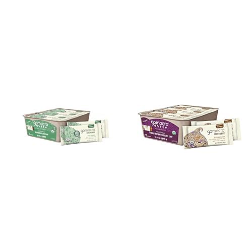 GoMacro MacroBar Organic Vegan Protein Bars - Mint Chocolate Chip &amp Peanut Butter Chocolate Chip (2.3 Ounce Bars 12 Count) (Pack of 2)