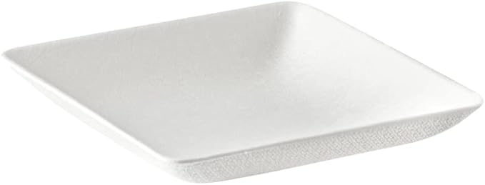 Restaurantware Pulp Safe No PFAS Added 2.6 x 2.6 Inch Mini Square Plates 100 Disposable Plates - Home Compostable Microwavable And Freezable White Bagasse Plates For Hot And Cold Foods