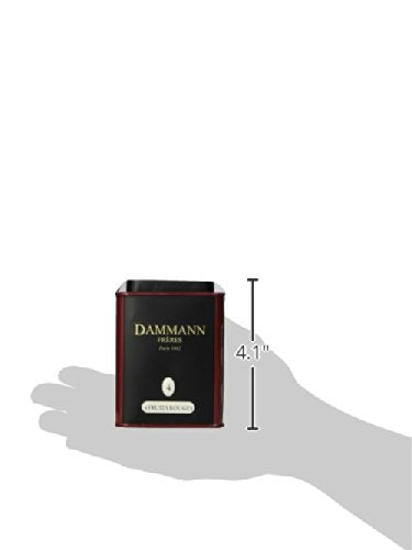 Dammann Freres Loose Leaf Quatre Fruits Rouges Premium Gourmet French Black Tea Blend Strawberry Cherry Raspberry Red Currant Flavors 3.52 Ounce Tin