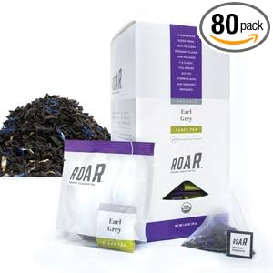 ROAR Organic Earl Grey Black Tea Pyramid Bags 80 count (4 Boxes of 20 Bags Each)
