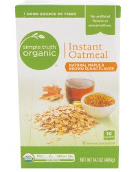 Simple Truth Organic Instant Oatmeal Maple &amp Brown Sugar Flavored Organically Grown 10 Count Box (Pack of 2)