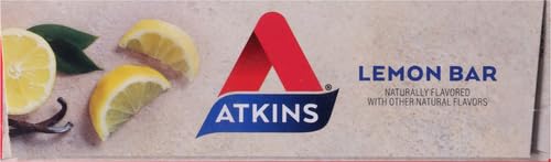 Atkins Lemon Snack Bar Made with Real Almond Butter 1g Sugar Gluten Free High in Fiber Keto Friendly 8 Count