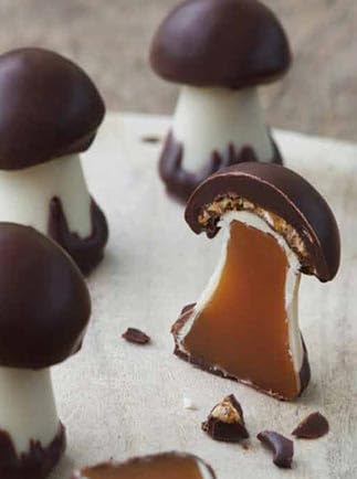 Cluizel Champignon Chocolate Mushrooms 7 Count Caramel and Nougatine Filled