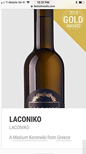 Laconiko Ultra Premium 100% Extra Virgin Olive Oil Value Pack | Cold Pressed | From Greece | KORONEIKI Variety | 2025 Gold Medal Award Winning NYIOOC | (76.1 OZ (6 Bottles of 12.7 OZ))