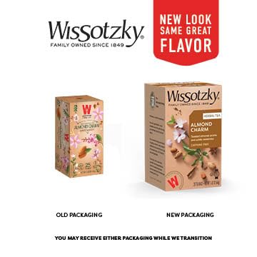 Wissotzky Almond Charm Tea Bags (4 Pack - 20 bags each) Caffeine Free Infused With Premium Fruit &amp Herbal Tea Leaves “AKA Chemdat Hashaked”
