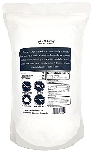 BetterTaste Allulose Sweetener Zero Calorie Granulated Sugar Substitute (15 lb) Non-GMO Non Erythritol Gluten Free &amp Vegan Keto Sweetener