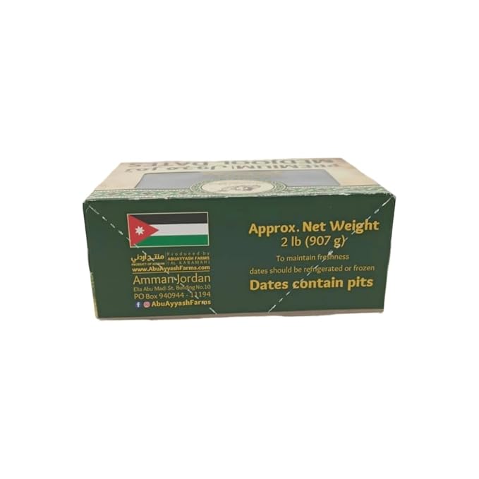 Abuayyash Farms Premium Medjool Dates 2 lb (907g) Box Medium Size Whole Fruit Product of Jordan Naturally Sweet &amp High Fiber Healthy Snack