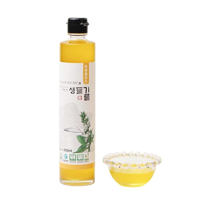 NONGBU PLUS Cold Pressed Raw Perilla Oil 10.14 Fl Oz (300ml) 한국산 저온압착 생들기름 – 100% Pure Perilla Seed Oil Korean-Style Rich &amp Nutty Flavor