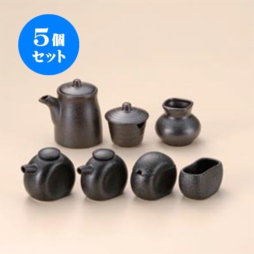 Set of 5 Black Bizen Madoka Seasoning Restaurants Restaurants Commercial Use