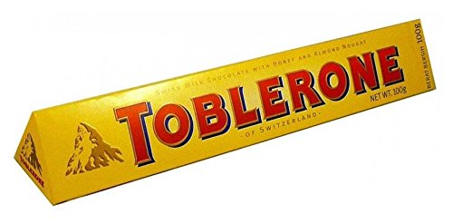 TOBLERONE SWISS MILK CHOCOLATE WITH HONEY AND ALMOND NOUGAT 12 X 100 G BARS