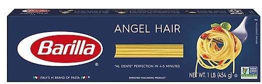 Barilla Pasta Angel Hair Fettuccine Linguine Spaghetti and Thin Spaghetti 16 Ounce (Pack of 5) - with Make Your Day Mini Spatula