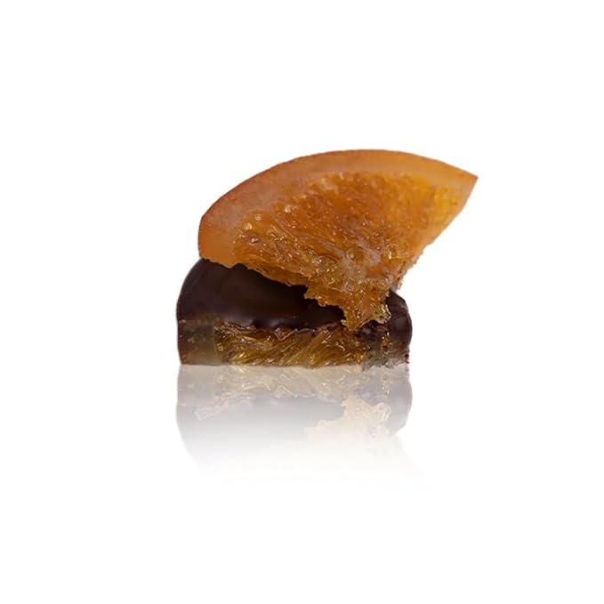 OMNIYA Delicacy – Chocolate Half Orange Slices Dark (6oz No Added Sugar) – Candied Orange Dipped in Belgian Dark Chocolate – Vegan Gourmet Snack – Gifting &amp Entertaining