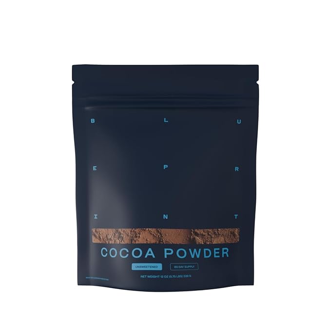 Blueprint Bryan Johnson Non Dairy Cocoa Powder – Elite Level Flavanols – 100% Pure Cocoa – Low Fat Unsweetened Cocoa – Undutched – Keto Friendly – Great for Baking Cooking &amp Smoothies – 12oz Bag