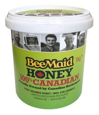 BeeMaid Honey UnPasteurized White Creamed Tub Bee Maid Honey Ltd 1kg {Imported from Canada}